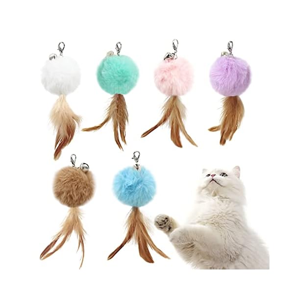 猫 おもちゃ ボール ねこじゃらし 羽毛ボール 交換用おもちゃ 猫遊び運動不足解消 6個入