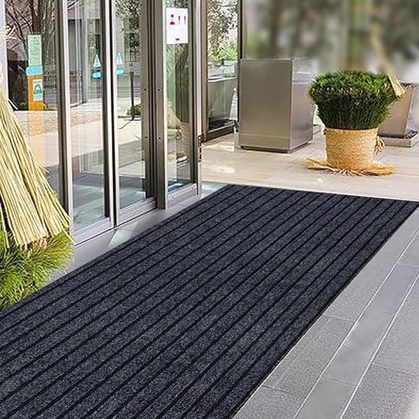 玄関マット 90*150cm 厚め版（厚さ5mm） 高密度 屋外マット TPE エコ無毒無臭 新型素材 ドアマット スタンダードマット 吸水マット 屋内 屋外 速乾 吸水 吸油 泥落とし 洗える 滑り止め 耐磨耗 廊下敷き 足拭き カット可能 業務用