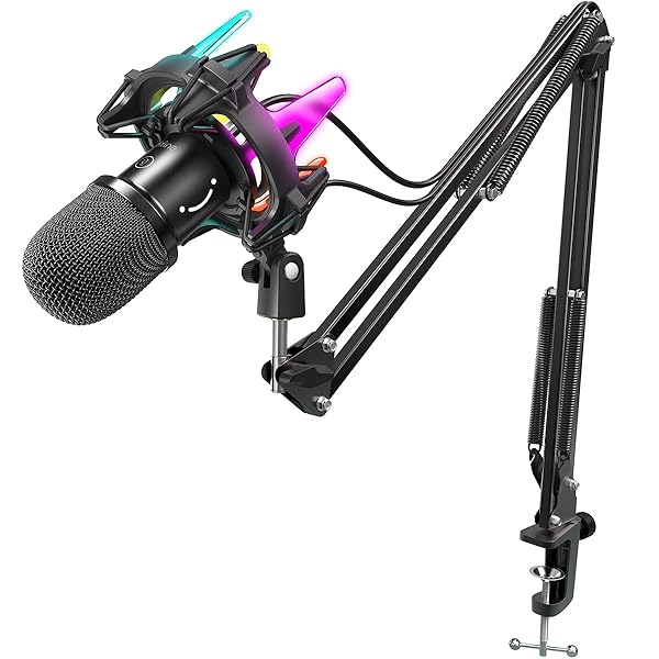 USBダイナミックマイク ゲーミングマイク RGBライティング 単一指向性 ミュートボタン マイクセット アームスタンド付き PC用マイク ポッドキャスト 録音 ゲーム実況 ボイズチャット 生配信 PC/PS4/PS5に対応 AmpliRocket