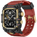 コンパチブル for アップルウォッチ バンド Apple Watch Series 6/SE2/SE/5/4 44mmに対応 メタル ケース TPUバンド 一体型 裏蓋付き M3 保護カバー 耐衝撃 レッド