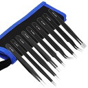 精密 ピンセット 9本セット プラモデル 模型 工具 極細ピンセット ステンレス製 使い分け可能 先曲がりピンセット DIY 精密機器 静電防止 模型製作 電子工作 収納袋付き