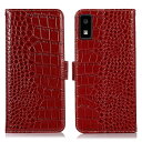 AQUOS wish3 ケース 手帳型 本革 ワニ柄 SH-53D / A302SH 牛革 財布型 アクオス ウィッシュ3 鰐柄 クロコダイル柄 耐衝撃 [RF...