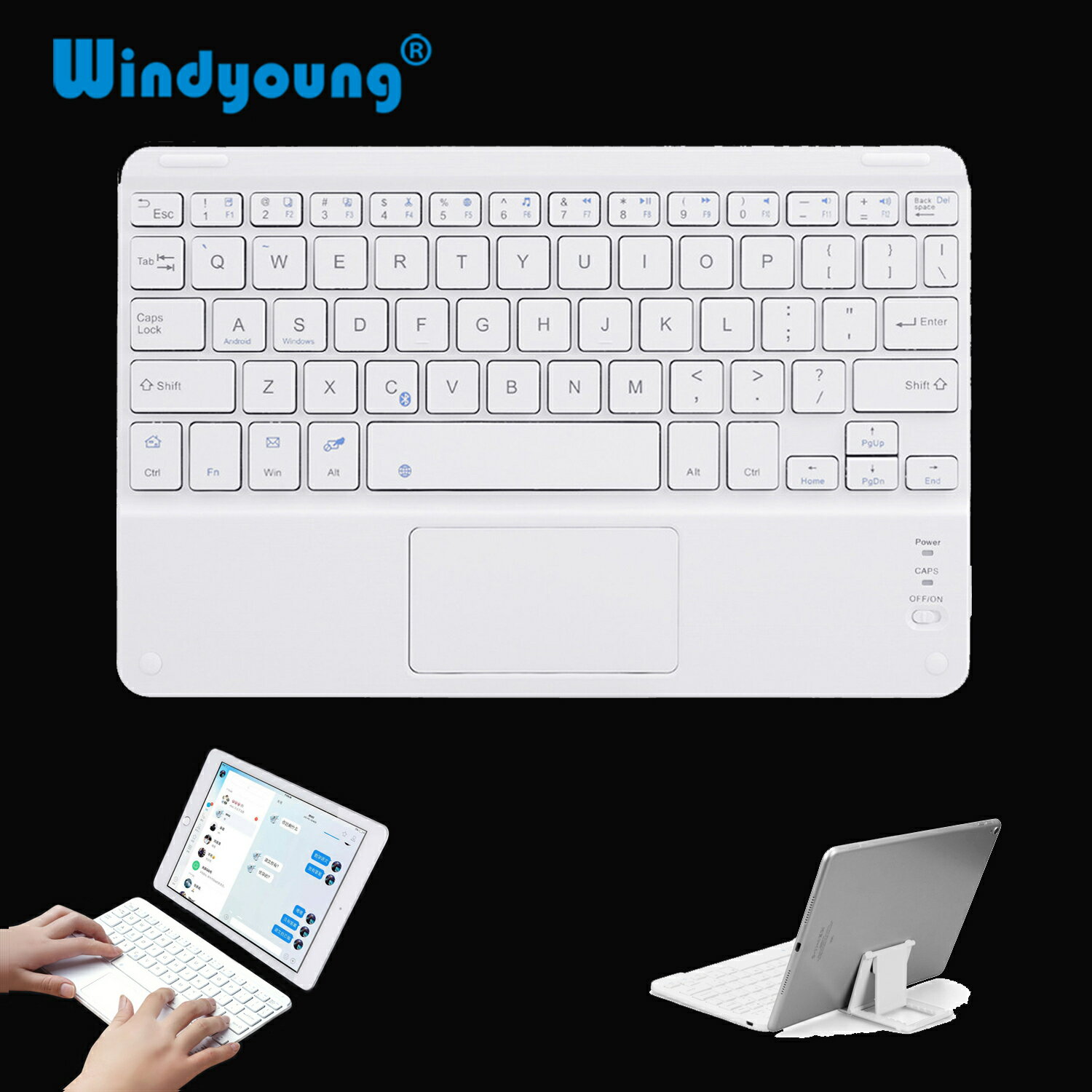 IPad,PC,Samsung,タブレット用のタッチパッド付きBluetoothタッチキーボード