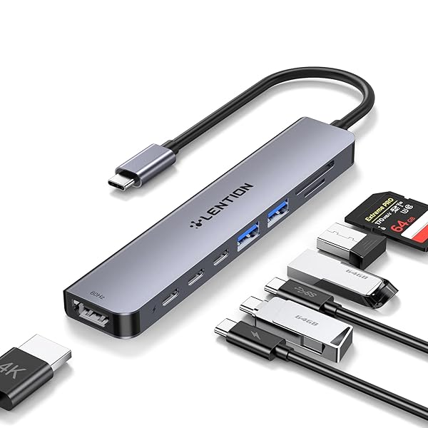 USB C ϥ 4*USB 3.0(c) 4K 60Hz 10Gbps HDMI 100W PD 8-in-1 USB Type...