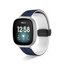 バンド Fitbit Versa 4 / Versa 3 / Sense 2 / Sense 対応 シリコン製 弾力性 交換バンド 磁気 バックル付き サイズ調...