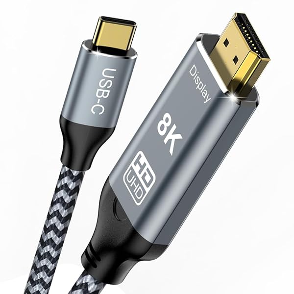 8K USB-C HDMI 2.1 ケーブル 8K@60Hz 4K@240Hz 48Gbps高速転送 iPhone 16/15 Pro/Max、MacBook Pro/Air..