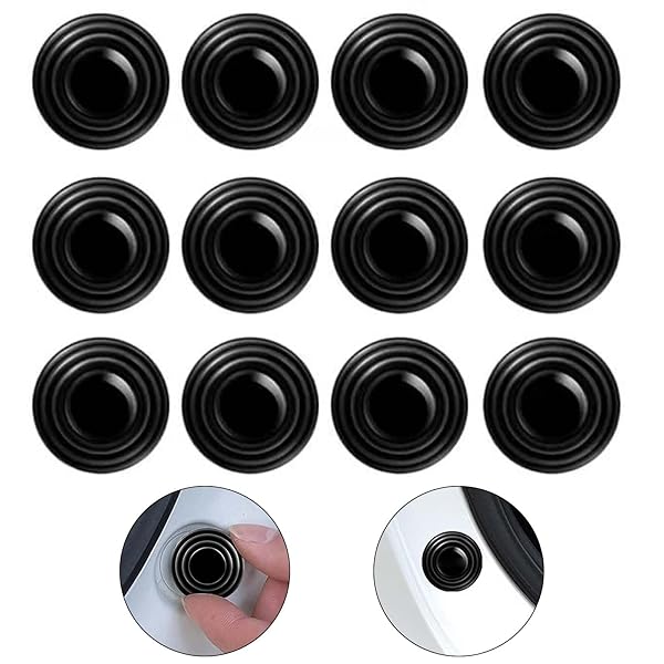 車のドアクッション 【12個セット】 ドア遮音ショックアブソーバー ドアクッション 防水 錆防止 車ドア閉める騒音対策 クッションゴム 車 衝突防止 静音 汎用 黒のサムネイル