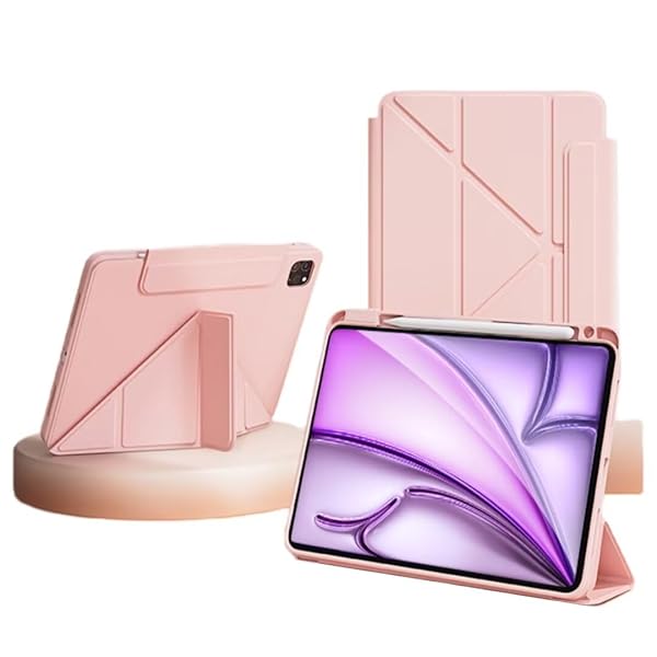 縦置き iPad Pro 11インチ 2024 ケース 分離式 iPad Pro 11 M4 ケース ペン収納 マグネット式 取り外し可能 クリアケース オートスリープ 三つ折り 4段階 角度 変更,ピンク