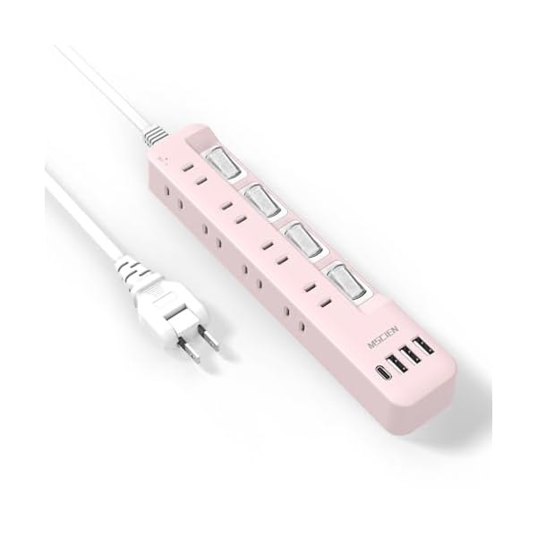 電源タップ usb付き 8個AC口 1個usbc 3個usba 延長コード 2m 雷ガード usb コンセント oa スイッチ付き 壁掛け たこあしコンセント テーブルタップ マルチタップ スイングプラグ おしゃれ ピンク 可愛い