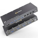 8K DP KVM切替器 4PC 2モニター、コピー/拡張モード USB 3.0ポート (8K@30Hz/4K@144Hz) KVM Switch KVMスイッチ PC4台とディスプレイ2台対応 キーボード、マウスを4PCで共有 ドライバー不要 簡単