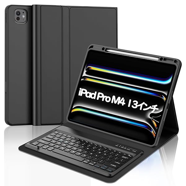 ipad pro 13インチ キーボード iPad Pro 13 M4 2024 キーボード付きケース ペン収納 軽量 着脱式 ワイヤレス Bluetooth キーボード ケース スタンド機能 Apple Pencil充電対応 オートスリープ 多角