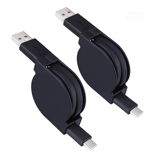 USB Type-Cケーブル 巻取り式 USB-C充電ケーブル【2本セット/1M】タイプ cケーブル スマホusbケーブル 充電コード 巻き取り充電ケーブル USB 2.0 ケーブル iPhone16 Sony Xperia、LG、Galaxy、iP