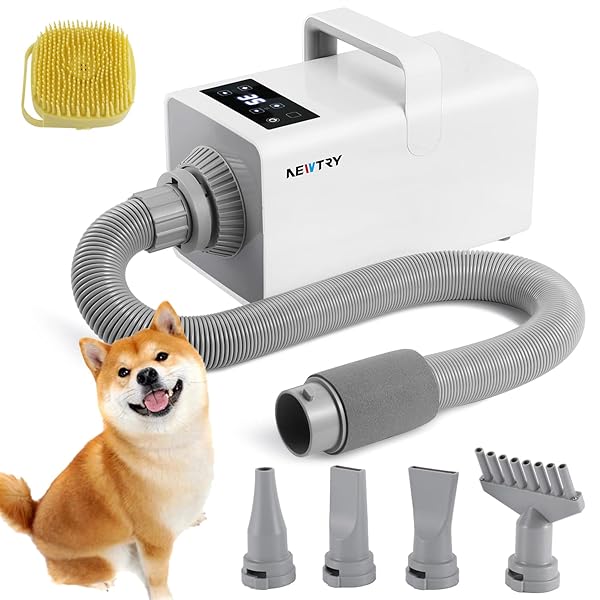 ペットドライヤー 犬用ドライヤー LCD インテリジェント制御 風速温度調整可能 大風量 速乾 PSE適合商品 マイナスイオン機能 騒音低減 4つのノズル付き 100V/2000W 長毛種の犬や大型犬最適 業務用 家庭用