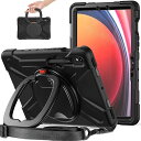 360°回転 Galaxy Tab S9 FE 10.9インチ ケース 斜め掛け Galaxy Tab S9 /S8 / S7 11インチ Android タブレットケース Sペン収納 リングスタンド 子供 頑丈 シリコン ショルダーストラップ (T