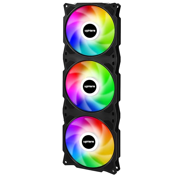 upHere PCケースファン3連 虹色LED PWM 3PINコネクタ デイジーチェーン接続 360*120*25mm【PF360CF3】