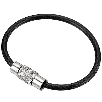 PATIKIL 90 mm長さ ワイヤーキーホルダーケーブル 10個 ステンレススチール製 キーホルダーループ ブラ..