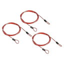 PATIKIL 荷物ロックワイヤー スチールコード スチールワイヤー 2.5mm x 1.5m 3本 コーティング ダブルループ付き クリアレッド