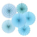 PATIKIL 20 cm/30 cm/40 cm ペーパーファン吊り飾り 6合1セット ラウンド ファン装飾キット誕生日 結婚式 卒業式 イベント パーティー用 ブルー