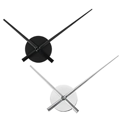PATIKIL 3D時計針 1セット DIY 大型壁掛け時計メカニズム針 6 mmムーブメントシャフトの長さ 313 mm長さスペードハンド付き 時計の装飾用 ブラック シルバー