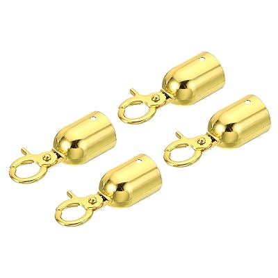 PATIKIL 1.25 mm 支柱ロープエンドストッパー 4個 コードエンドキャップ バリアロープエンドキャップ スナップフック 群衆(zhòng)制御キューディバイダ用 金色