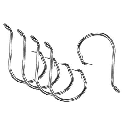 PATIKIL 2# 釣りサークルフック 100個 23 mm長さ 炭素鋼 オフセットフック バーブ付き 淡水海水用 ブラ..