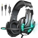 ゲーミングヘッドセット PS5 ヘッドセット ノイズキャンセリング マイク付き 3.5mm有線 ゲーミングヘッドホン スイッチ ヘッドフォン 軽量 全効能 重低音 LEDライト コントローラー ミュート付き ステレオ FPS ゲーム用 Nintend