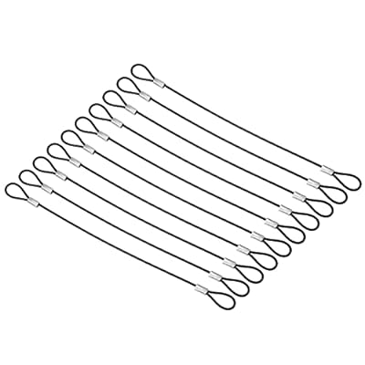 PATIKIL 0.2 M 安全ケーブルロック 10個 ステンレス鋼 2 mm直径 防犯ワイヤーロープ ダブルループ付き ..