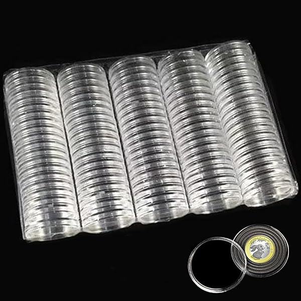コインケース 100個セット 透明プラスチック 内径28mm 硬貨・記念コイン収納 コレクション保管用 保護ケース