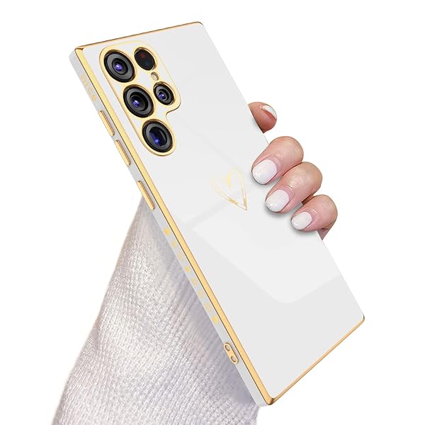 Samsung Galaxy S23 Ultra 5G ケース [ SC-52D | SCG20 ]ケース かわいい メッキラブハートソフト TPU カバー 女性 人気 軽量 スマホケース レンズ保護 落下防止 カバー ワイヤレス充電対応 携帯電話ケ