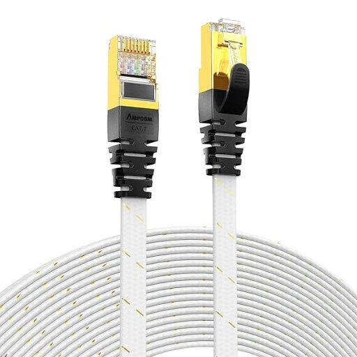 CAT7準拠STP 高速LANケーブル (3m) 10Gbps/600MHz RJ45 フラットインターネットケーブル 金メッキ コネクタ(組紐) 高靭性ポリエステル採用 PVC被覆 爪折れ防止 白 3M CAT7準拠STP 高速LANケーブル (3m) 10Gbps/600MHz RJ45 フラットインターネットケーブル 金メッキ コネクタ(組紐) 高靭性ポリエステル採用 PVC被覆 爪折れ防止 白 3M