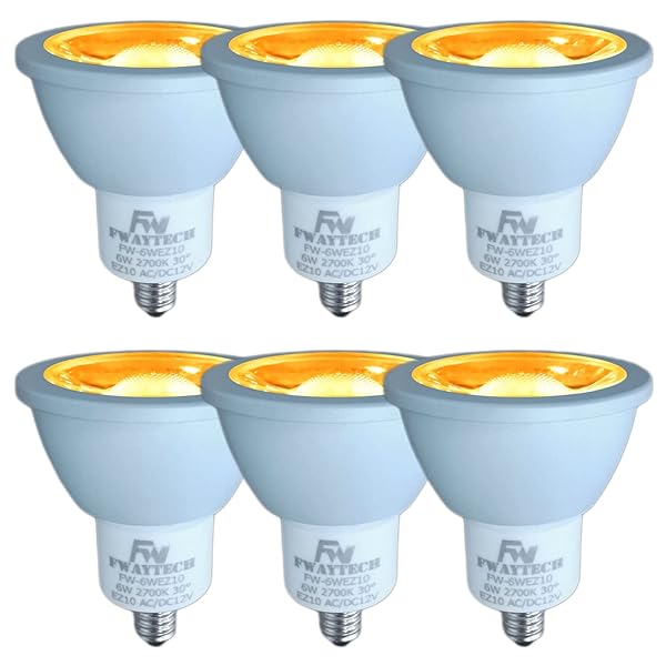 LEDハロゲン電球 ez10口金 COB6W jr12v50w LEDスポットライト12V ダイクロハロゲンランプ50W～60W相当 密閉器具対応 (電球色相当(2700K), 6W EZ10口金 30度(6個))
