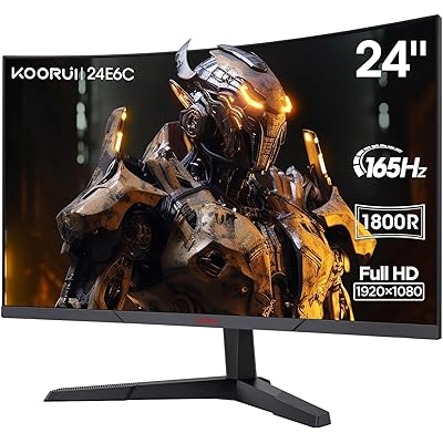 楽天ぺんぎんやKOORUI ゲーミングモニター 24インチモニター フルHD 165Hz 湾曲/カーブ型 PCモニター 液晶ディスプレイ FreeSync G-SYNC互換 DPx1/HDMIx2/ブルーライトカート/VESA対応/ゲームモード（FPS/RPG）/