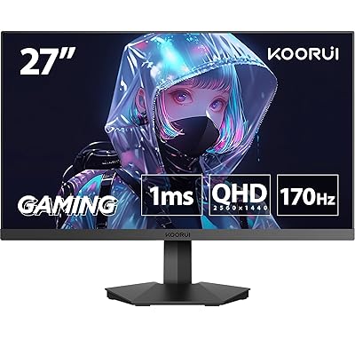 楽天ぺんぎんやKOORUI ゲーミングモニター 27インチモニター フルHD VAパネル 170Hz PCモニター 液晶ディスプレイ アダプティブ G-SYN互換 DPx1/HDMIx2/ブルーライトカート/VESA対応/ゲームモード（FPS/RPG）/傾き調節