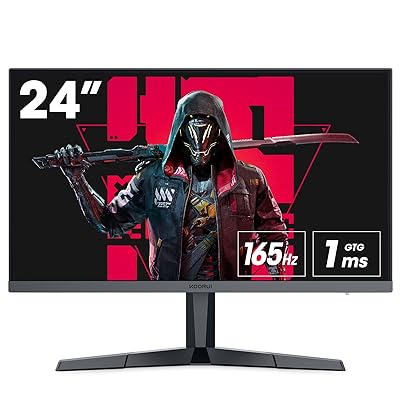 KOORUI ゲーミングモニター 24 インチ IPSパネル 165Hz 1ms FreeSync対応 傾き調節 ゲームモニター ディスプレイ HDMI×2 DisplayPort 1