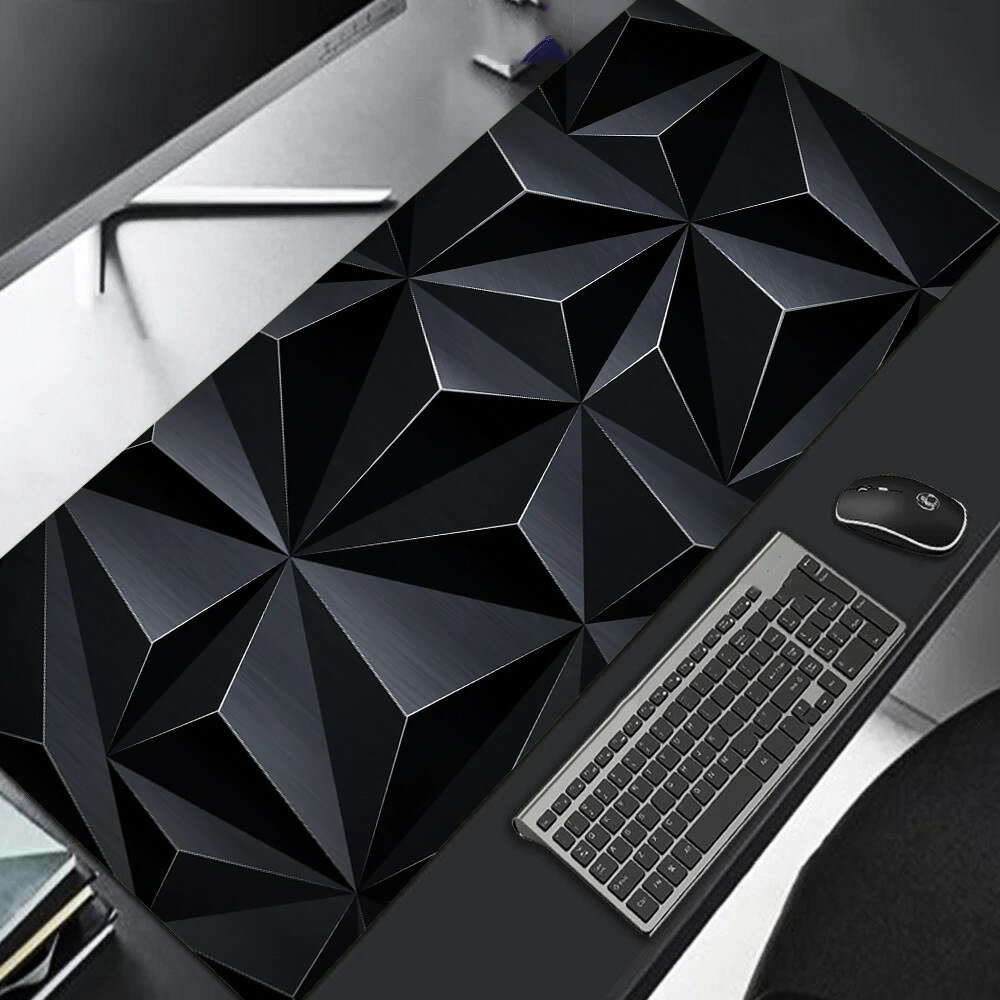 大型滑り止めゲーミングマウスパッド、赤と青のグラデーションデザイン、ゴム縫いエッジ、ゲーマー用デスクマット、オフィスワーク、90x40