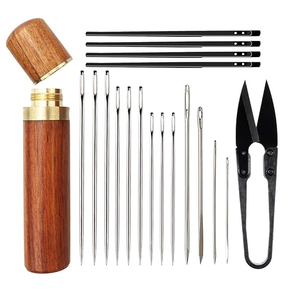 レザークラフト 縫い針 セット 鋭い 手縫い針 粗い編み糸 裁縫用 厚地縫い用針 針穴の大きい