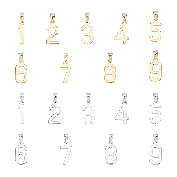 約18個 2色 ステンレス チャーム 数字 ペンダント 番号 数1〜9 数字 チャーム デジタル チャーム タルチャーム 金属チャーム 金属パーツ ネックレスパーツ ジュエリー作り ネックレスブレスレットピアスパーツ アクセサリーパーツ 手...