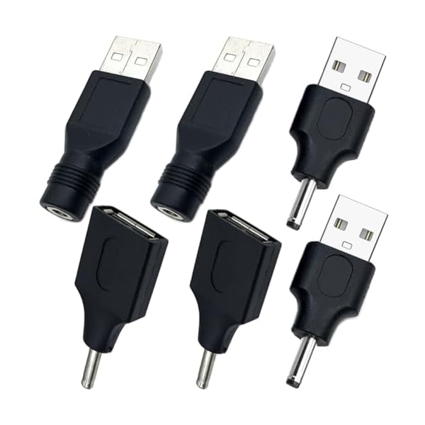 6 個 USB - DC 電源アダプタ USB オス - DC メス アダプタ 3.5×1.35mm 5V 電源プラグ 充電器コード コネクタ 5 V DC または USB 充電デバイス、USB A 充電デバイス ラップトップ PC 用 (M/F3.