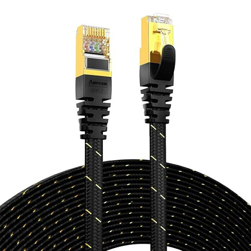 CAT7準拠STP 高速LANケーブル (3m) 10Gbps/600MHz RJ45 フラットインターネットケーブル 金メッキコネクタ(組紐) 高靭性ポリエステル採用 PVC被覆 爪折れ防止 黒 3M CAT7準拠STP 高速LANケーブル (3m) 10Gbps/600MHz RJ45 フラットインターネットケーブル 金メッキコネクタ(組紐) 高靭性ポリエステル採用 PVC被覆 爪折れ防止 黒 3M