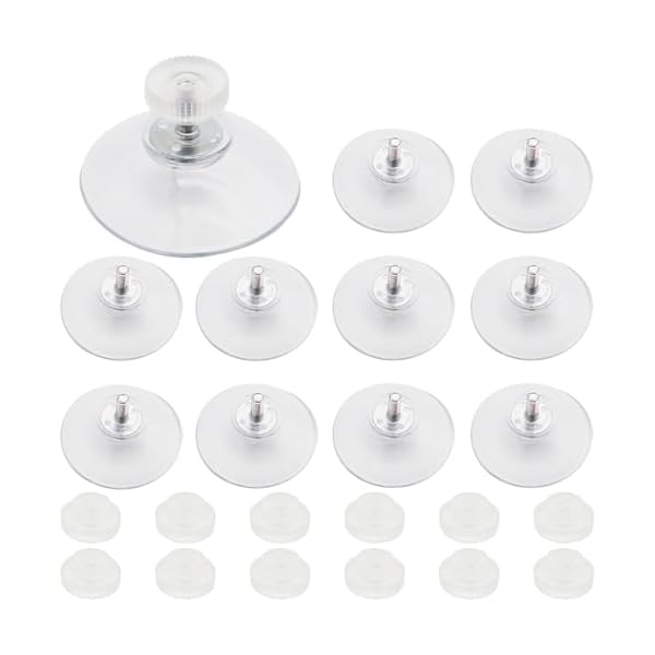 吸盤, 11個 40mm プラスチック吸盤, 透明吸盤，ガラステーブル吸盤 13個のM4ネジ付き 透明なプ