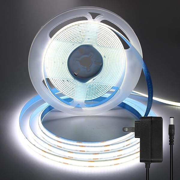 ledテープライト COB 高密度 高輝度 320LEDs/m 10段階調光 入電電圧12v 5m カット可能 両面テープ