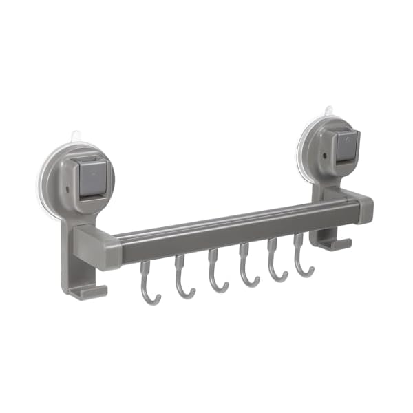 キッチンツールフック 強力 吸盤 フック 可動式 ダブルバー ラック 吸着 アルミニウムとPET製