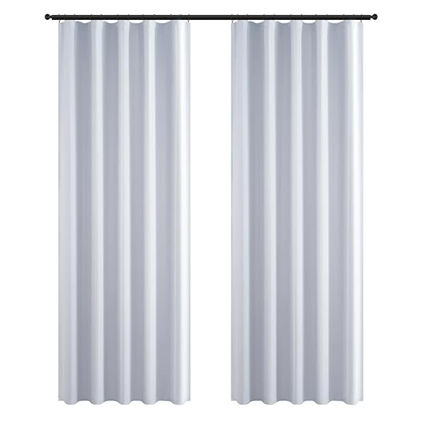 カーテン 遮光 断熱 178cm丈 2枚組 グレーホワイト フィンランドスタイル フック付き 寝室用