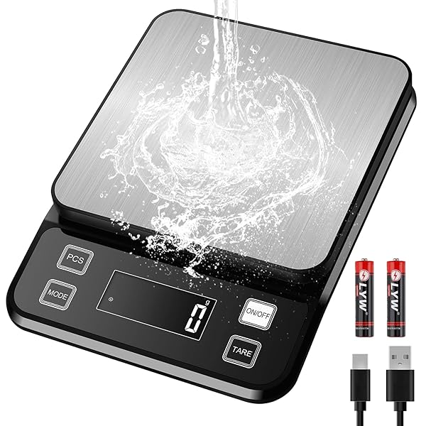 洗えるキッチンスケール [ 防水IP67-10KG/0.1g] デジタルはかり 充電式 、はかり 防水、二式給電