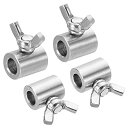 PATIKIL 304ステンレス鋼 9 mm内径 ハンドネジクランプ 4個 単穴ワイヤーロープファスナー 蝶ネジ 3-9 mm鋼線用 シルバー