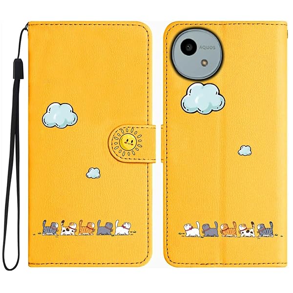 AQUOS wish4 ケース 手帳型 可愛い 猫柄 Sharp アクオス Wish 4 SH-52E ケース Aquos Wish 4 動物柄 純..