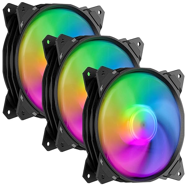 upHere 120mm PCケースファン PWM 静音タイプ 4ピンケーブル 虹色3本【PF120CF4-3】