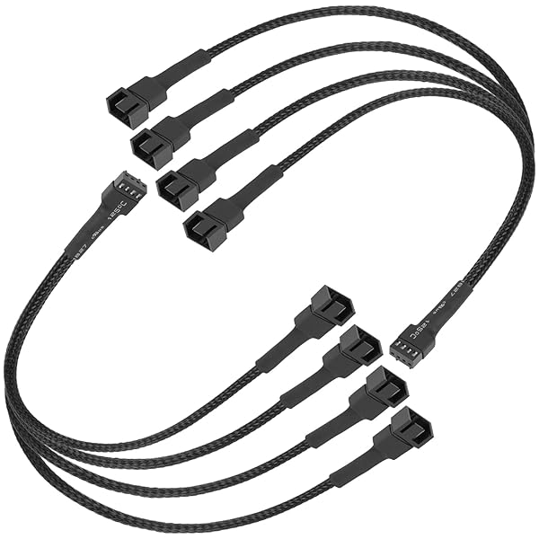 upHere PWMファン用延長電源ケーブル 4分岐ケーブル 3本3ピンと1本4ピンファン対応 PCケースファン増設用 Y字型 2本【FH4-2】
