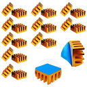 20個 アルミ ヒートシンク 14 x14 x 7mm (L*W*H), サーマルパッド付き, 3Dプリンターを冷却するために使用されます(ゴールデン)(2)