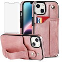 iPhone 14 ケース用, アイホン14 スマホケース + iPhone14 强化 ガラス フ フィルム 財布型カード収納リストストラップ バ...